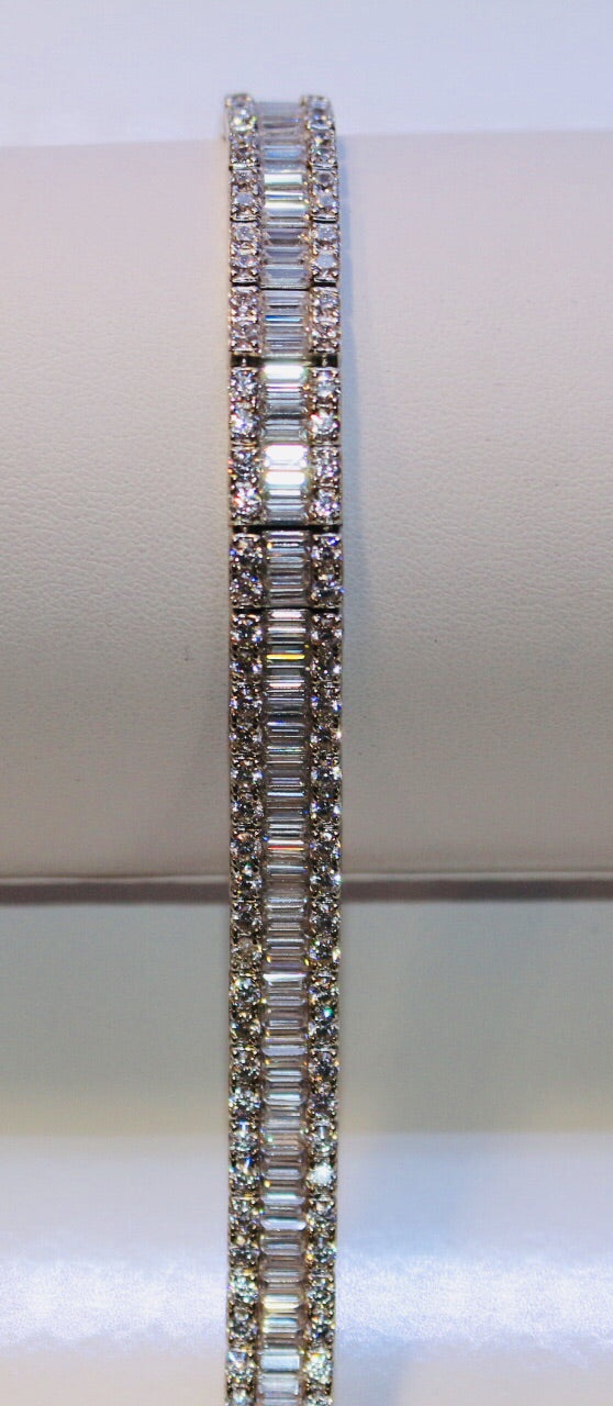 Sterling Silver Triple row Crystal Tennis Bracelet