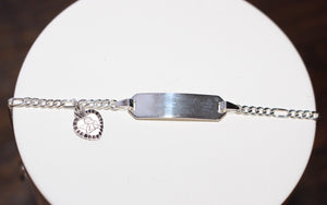 Sterling Silver Identity Bracelet with Cherub Charm