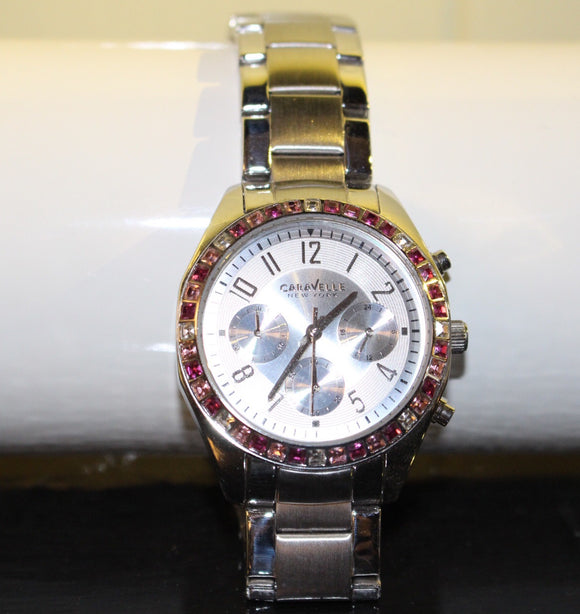 Caravelle NY Stainless Steel with hues of Pink Crystals
