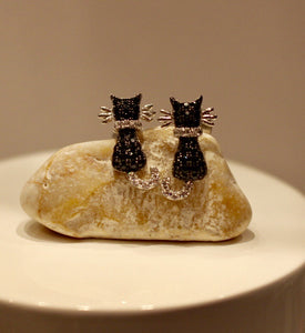 Sterling Silver Crystal Set Cats