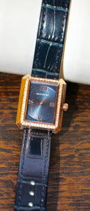 Accurist #8363 Navy Leather Strap with Crystal st Bezel RGP