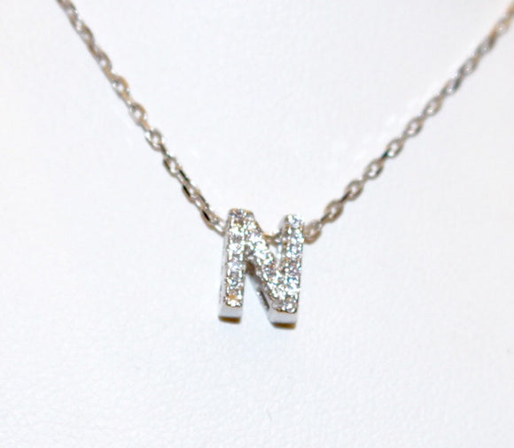 Sterling Silver Cubic Zirconia set small letter N