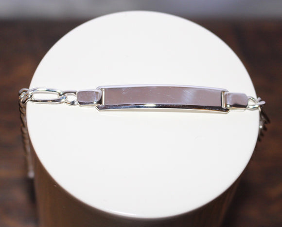 Sterling Silver Figaro Identity Bracelet