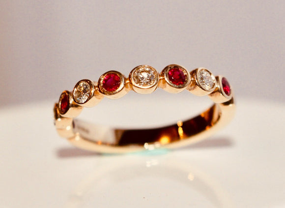 18 carat yellow gold Half Eternity Ruby & Diamonds #122903