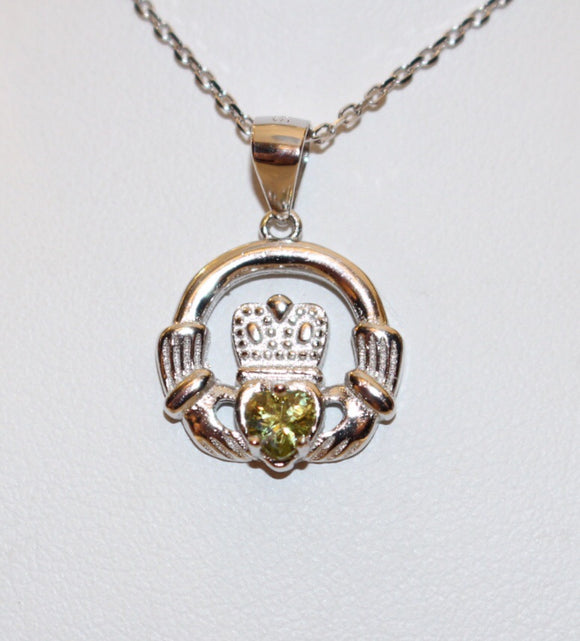 Sterling Silver August Claddagh Pendent