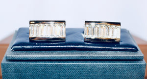 Cubic Zirconia Baguette set Stainless Steel Cuff-links #8