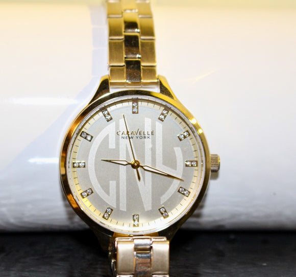 Caravelle NY Gold Plate Watch with Crystal set digits