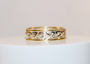 925 & 9 carat yellow gold Trinity Knot Weave Ring