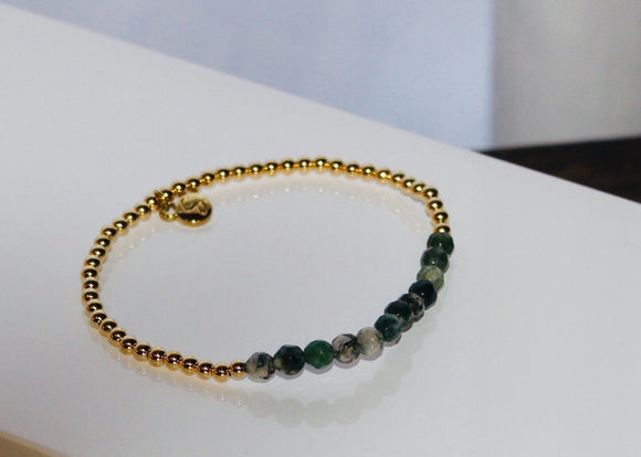 Moss Agate Quartz Universe Gold Bracelet from The Sparkling Jewels Collection