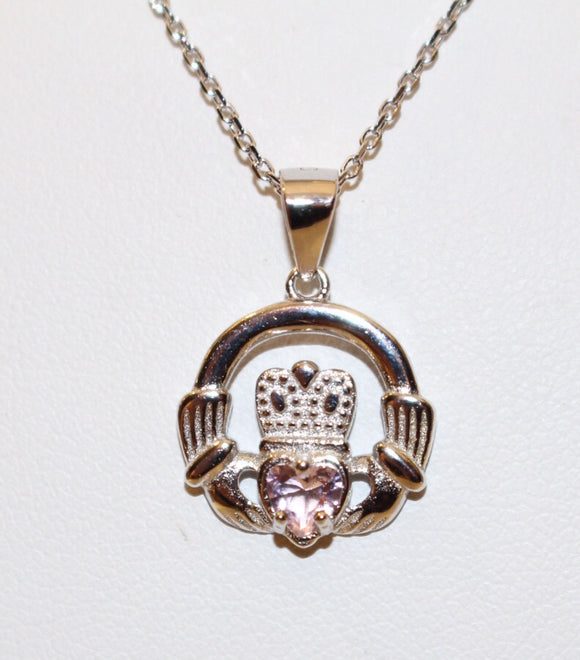 Sterling Silver October Claddagh Pendent