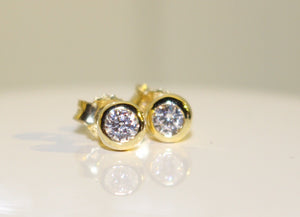 Sterling Silver with Yellow Gold Cubic Zirconia Rubover set #1