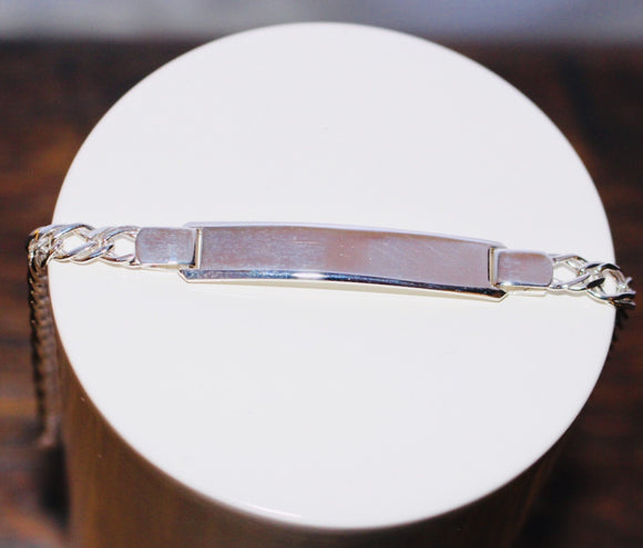 Sterling Silver Double Link Curb Identity Bracelet