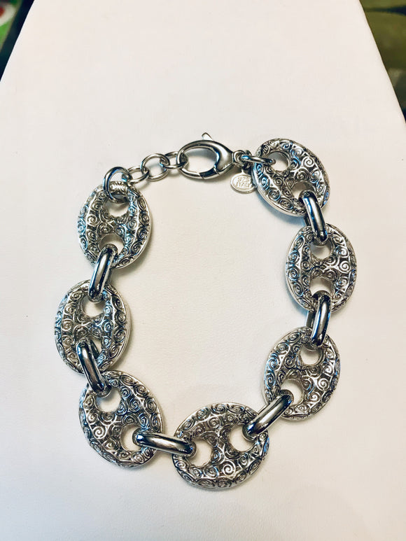 Sterling Silver Engraved Gucci Style Link