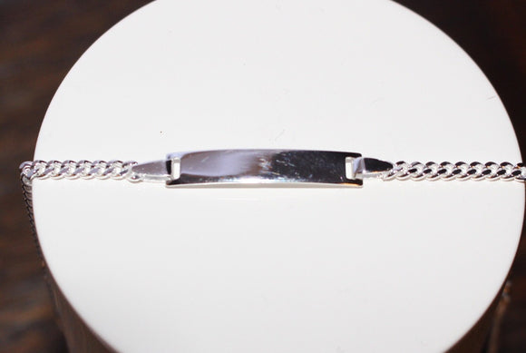 Sterling Silver small curb link Identity Bracelet