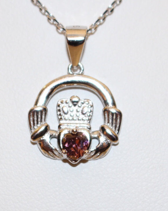 Sterling Silver June Claddagh Pendent